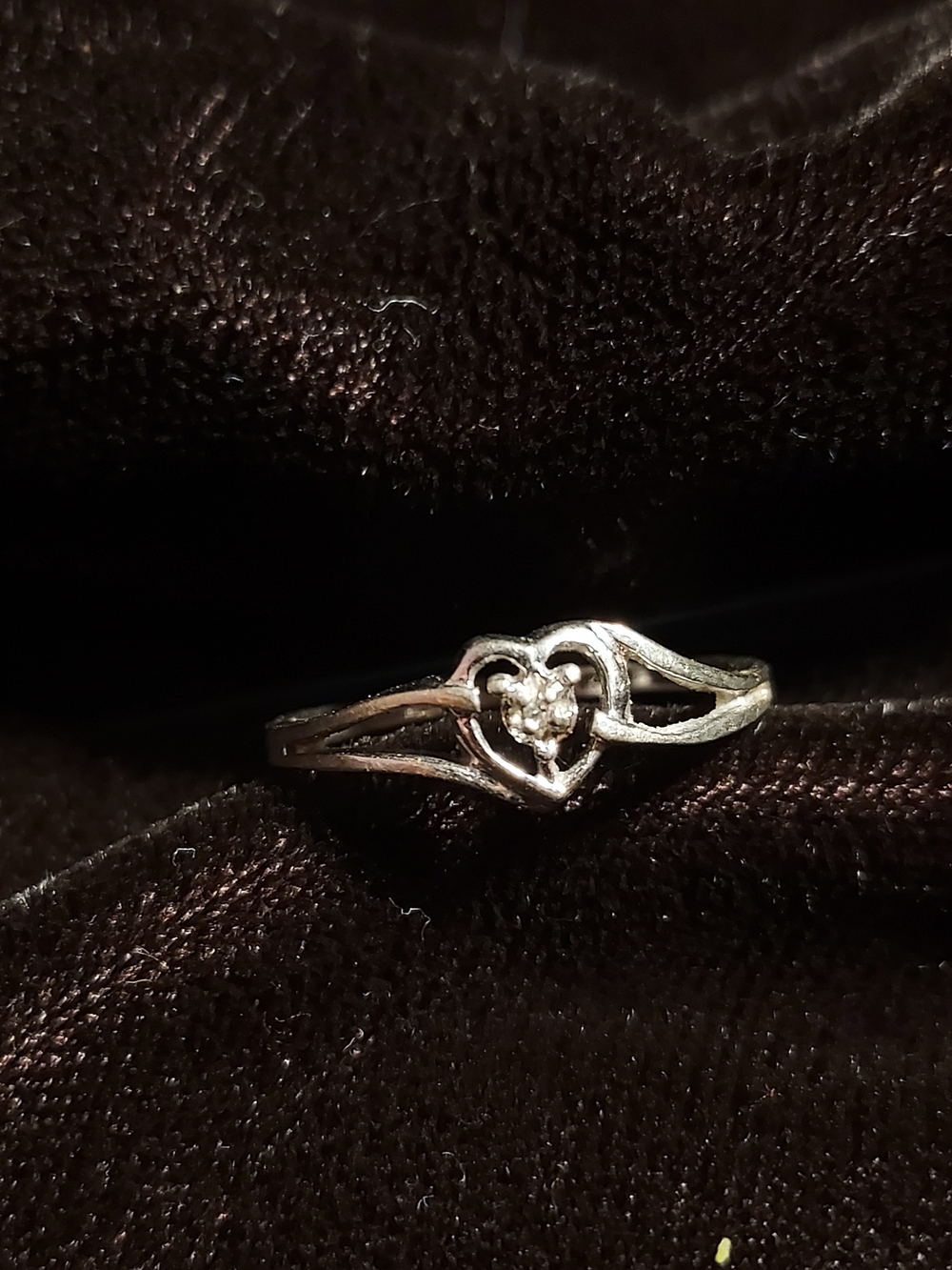 Vintage FTJ 10K White Gold Diamond Accent Interlocking Heart Promise Ring Size 7